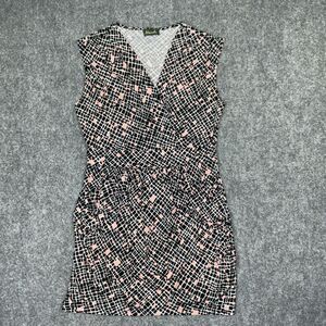 Maude Dress Womens Size M Black Pink Casual  Mini Faux Wrap Date night Work